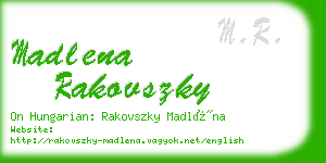 madlena rakovszky business card